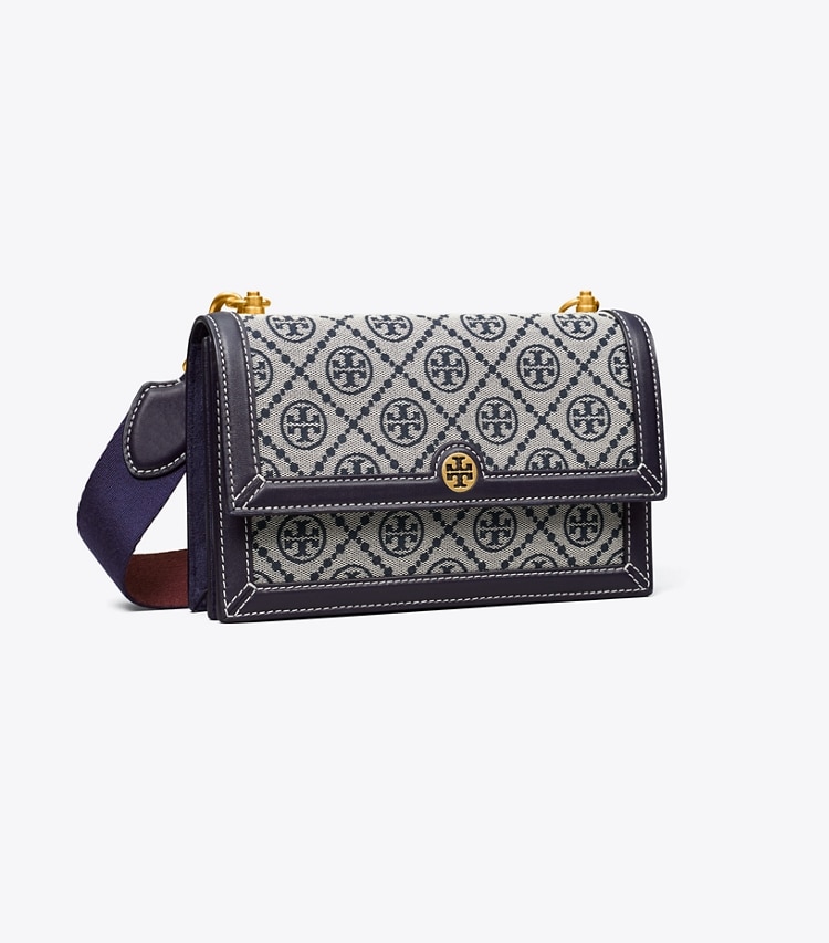 TORY BURCH WOMEN'S MINI T MONOGRAM SHOULDER BAG - Tory Navy - Click Image to Close