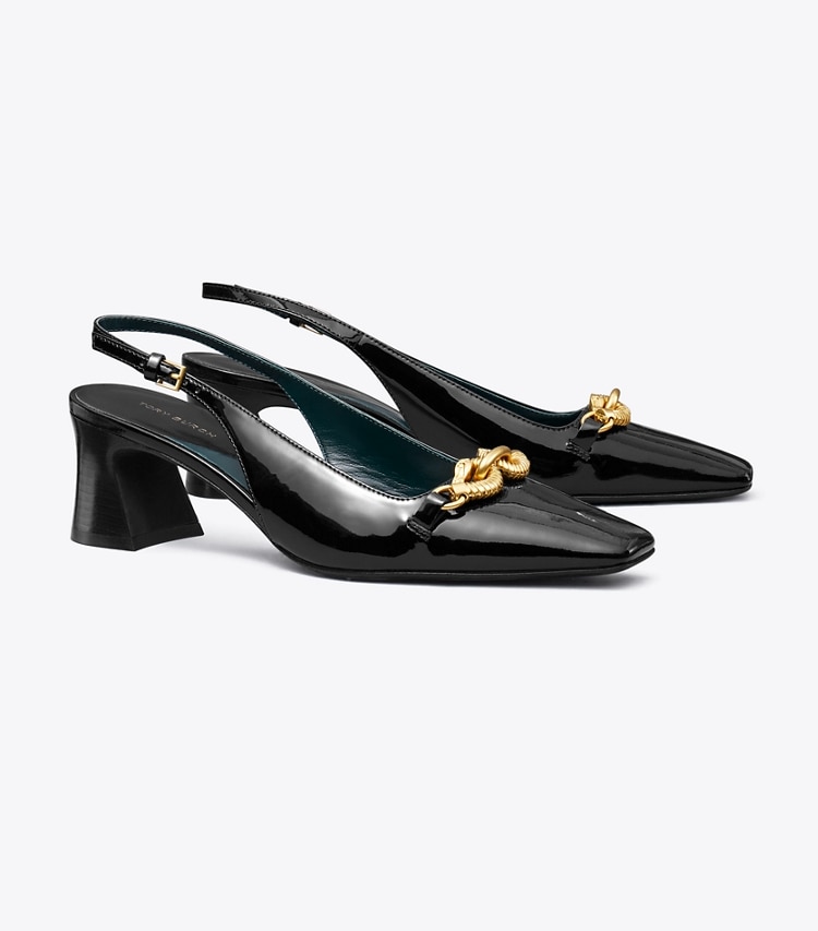 TORY BURCH WOMEN'S JESSA SLINGBACK HEEL - Perfect Black / Gold