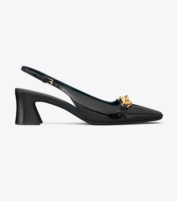 TORY BURCH WOMEN'S JESSA SLINGBACK HEEL - Perfect Black / Gold