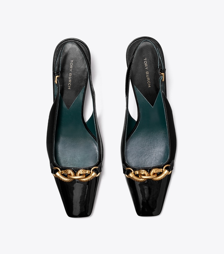 TORY BURCH WOMEN'S JESSA SLINGBACK HEEL - Perfect Black / Gold