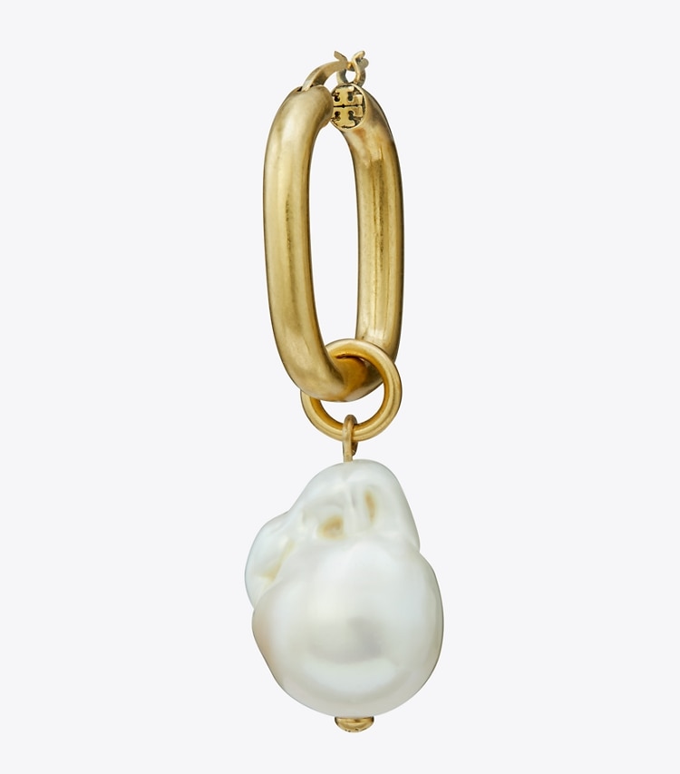 TORY BURCH WOMEN'S PEARL DROP EARRING - Antique Light Brass / Pearl