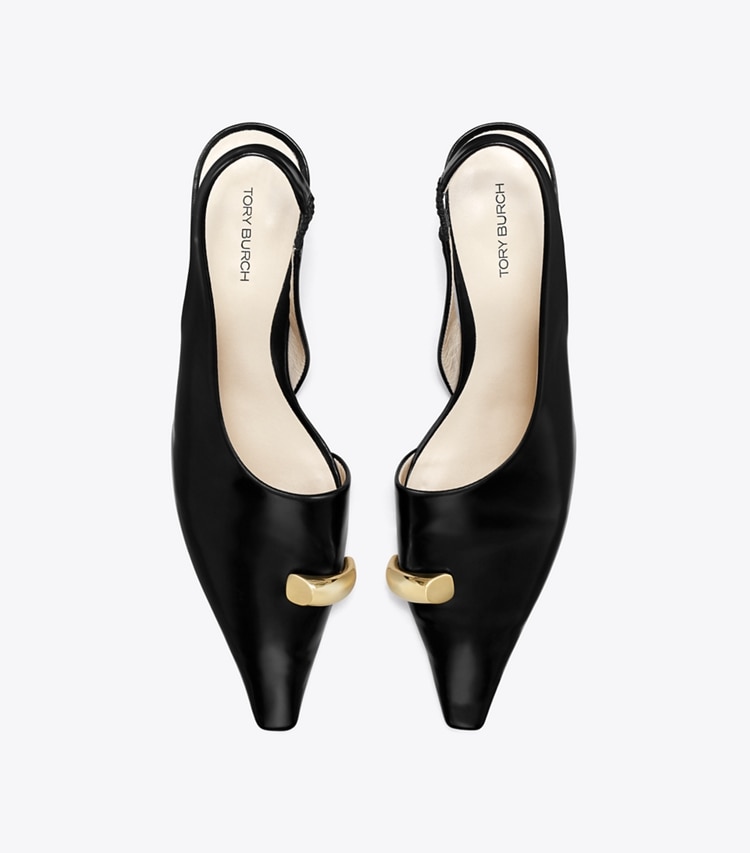 TORY BURCH WOMEN'S PIERCED SLINGBACK HEEL - Perfect Black