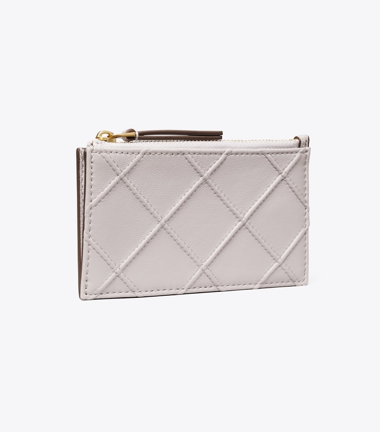 TORY BURCH WOMEN'S FLEMING SOFT ZIP CARD CASE - Bay Gray