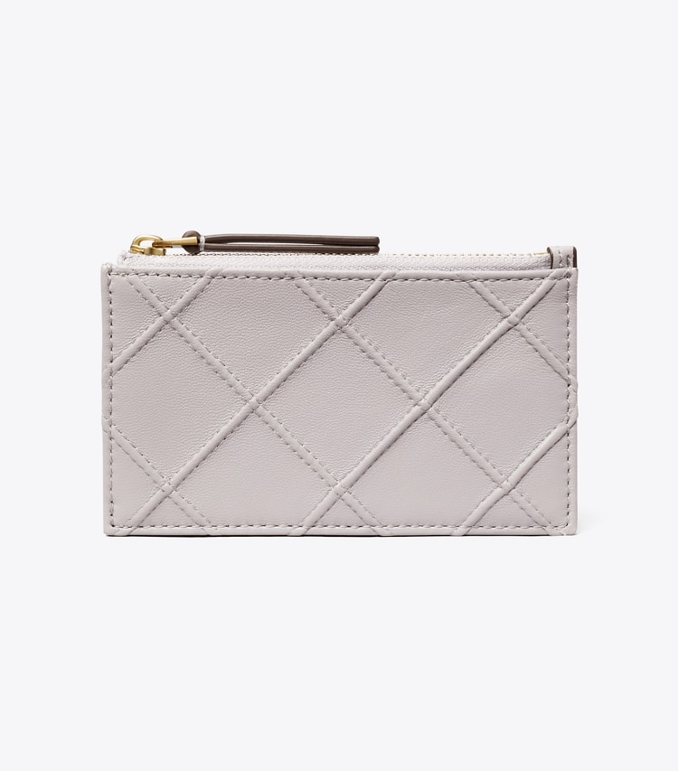 TORY BURCH WOMEN'S FLEMING SOFT ZIP CARD CASE - Bay Gray