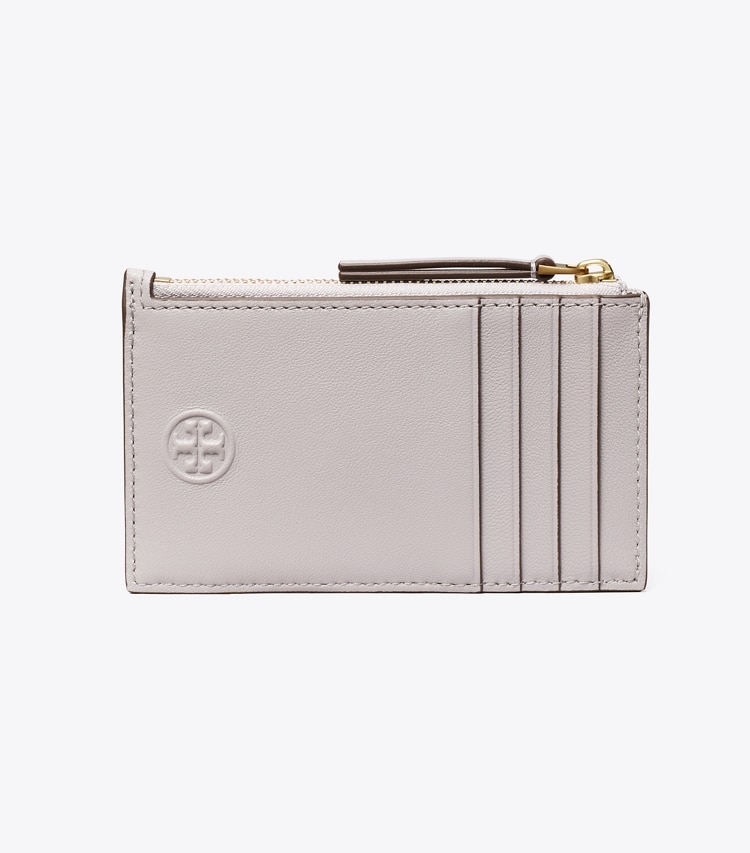 TORY BURCH WOMEN'S FLEMING SOFT ZIP CARD CASE - Bay Gray