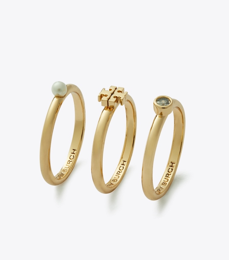 TORY BURCH WOMEN'S KIRA PEARL RING SET - Tory Gold / Cream / Crystal