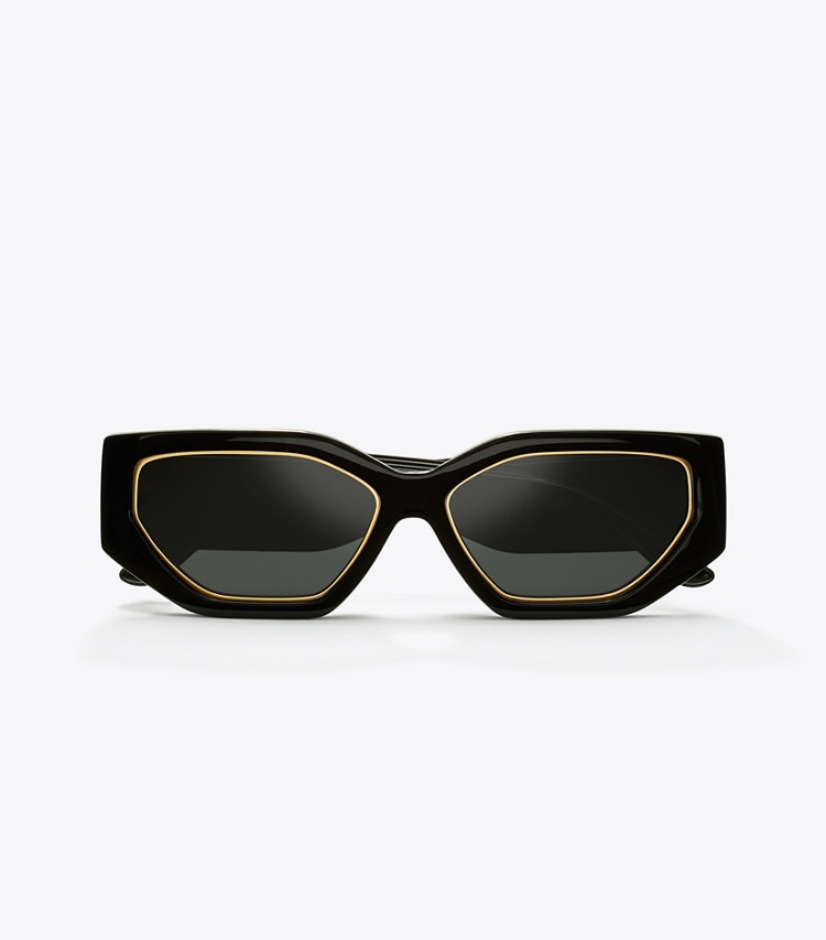 TORY BURCH WOMEN'S KIRA GEOMETRIC SUNGLASSES - Black