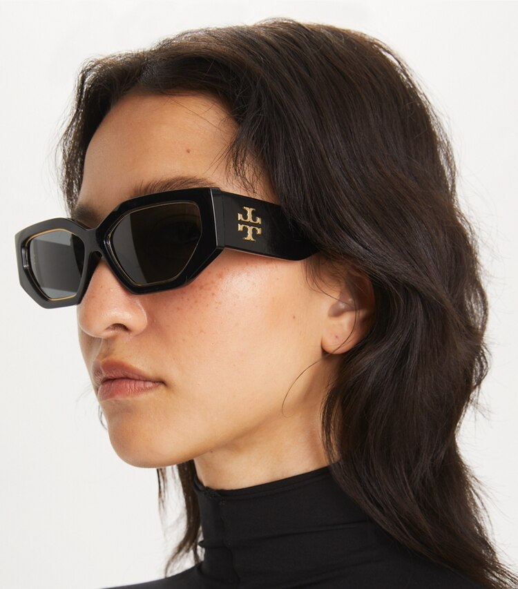 TORY BURCH WOMEN'S KIRA GEOMETRIC SUNGLASSES - Black