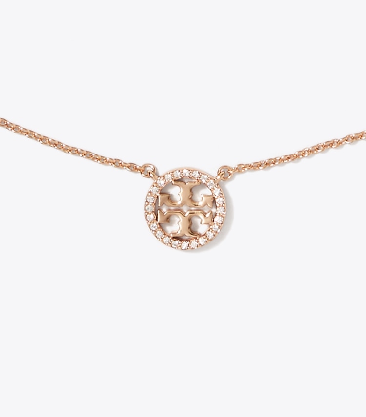 TORY BURCH WOMEN'S MILLER PAVe LOGO DELICATE NECKLACE - Tory Gold/Crystal