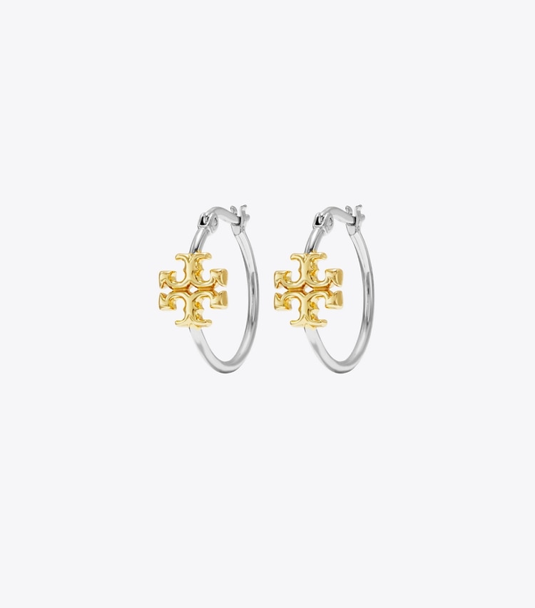 TORY BURCH WOMEN'S SMALL ELEANOR HOOP EARRING - Tory Silver / Tory Gold