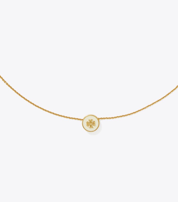 TORY BURCH WOMEN'S KIRA ENAMEL PENDANT NECKLACE - Tory Gold / New Ivory