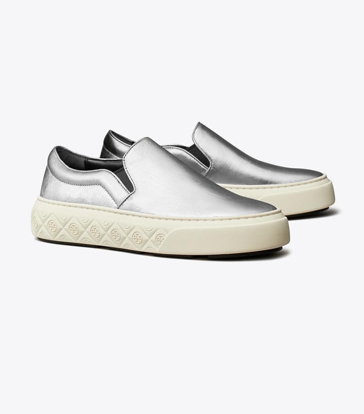 TORY BURCH WOMEN'S LADYBUG SLIP-ON SNEAKER - Silver - Click Image to Close