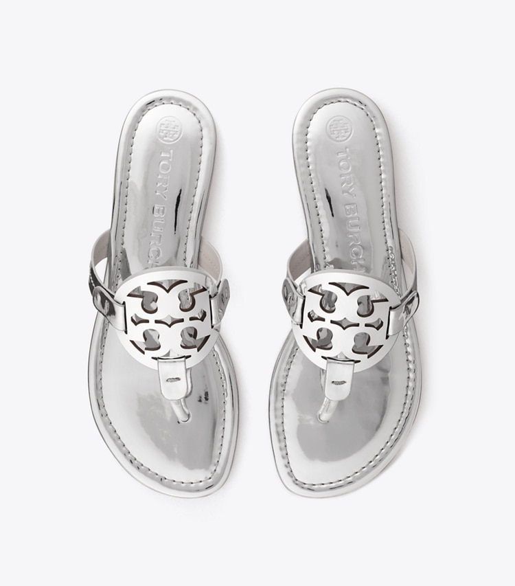 TORY BURCH WOMEN'S MILLER METALLIC SANDAL - Silver