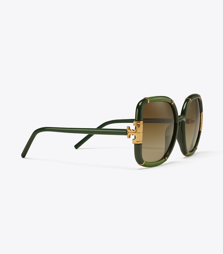 TORY BURCH WOMEN'S ELEANOR OVERSIZED SQUARE SUNGLASSES - Olive