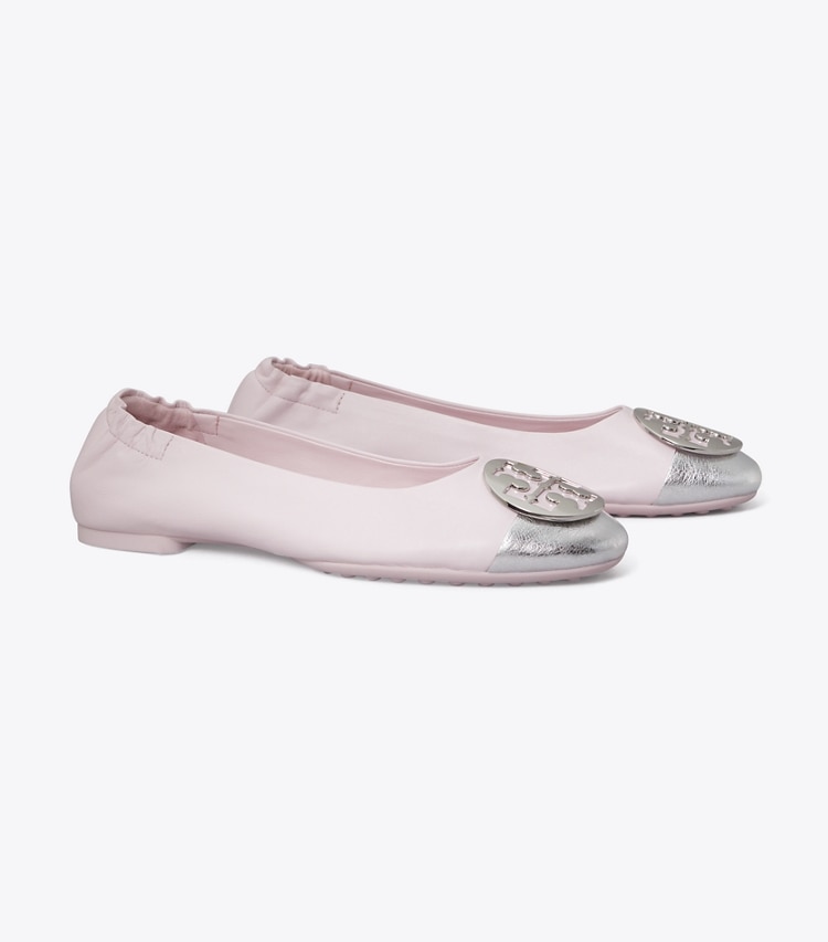 TORY BURCH WOMEN'S CLAIRE CAP-TOE BALLET - Light Lavender / Silver