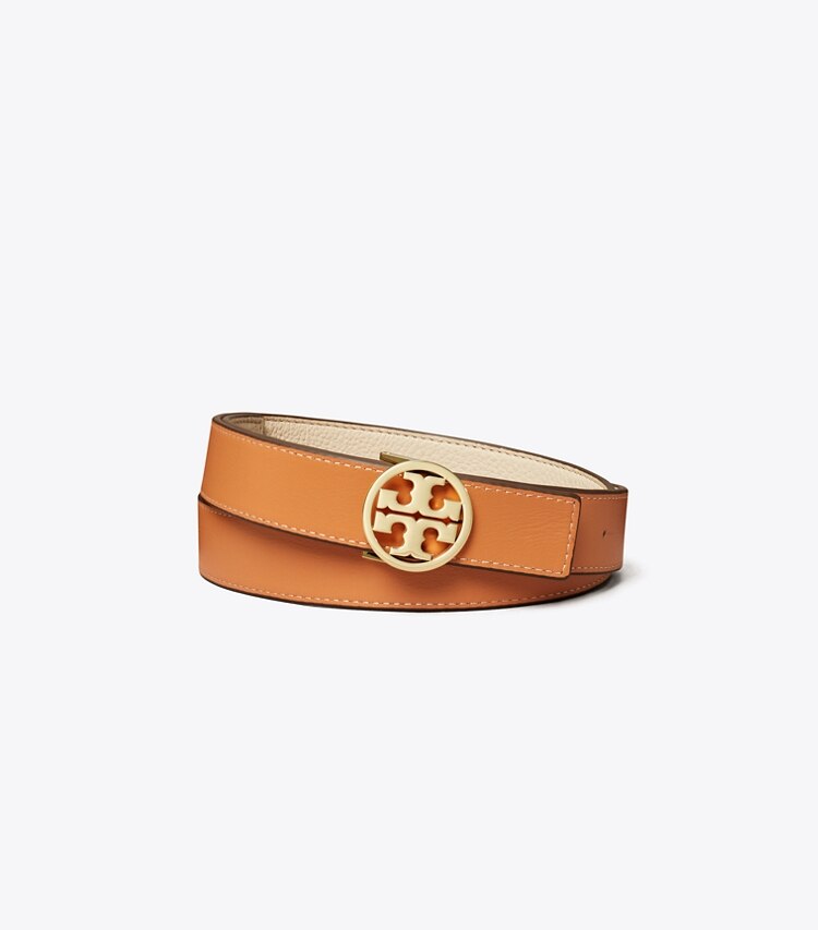 TORY BURCH WOMEN'S 1"MILLER REVERSIBLE BELT - New Ivory / Natural Vachetta / Gold