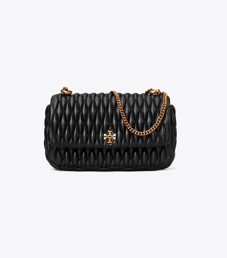 TORY BURCH WOMEN'S MINI KIRA RUCHED FLAP BAG - Black / Gold