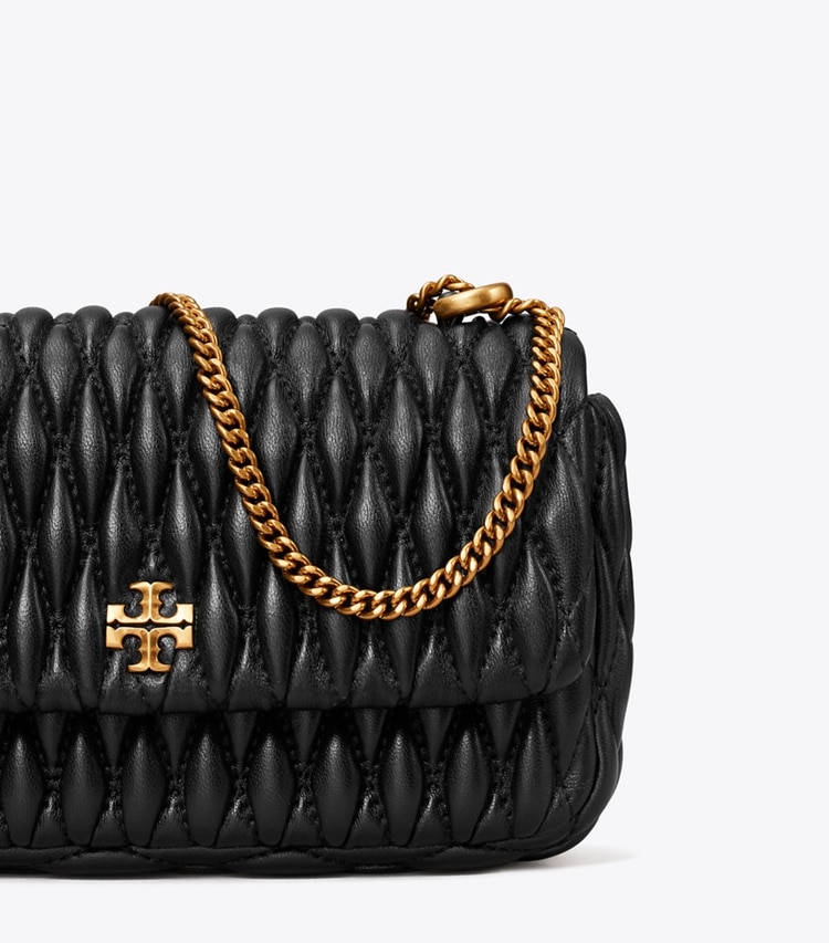 TORY BURCH WOMEN'S MINI KIRA RUCHED FLAP BAG - Black / Gold