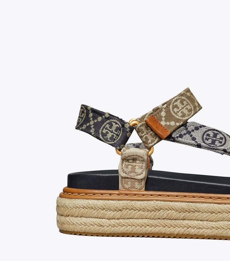 TORY BURCH WOMEN'S T MONOGRAM ROPE SPORT SANDAL - Perfect Navy / Inverse Navy / Hazelnut