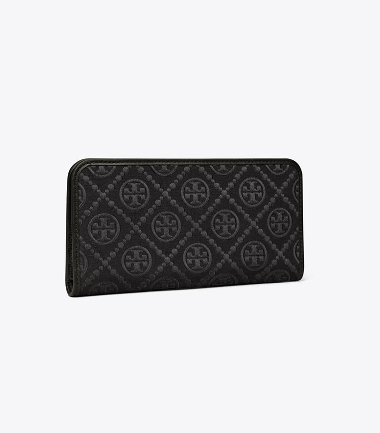 TORY BURCH WOMEN'S T MONOGRAM ZIP SLIM WALLET - Black