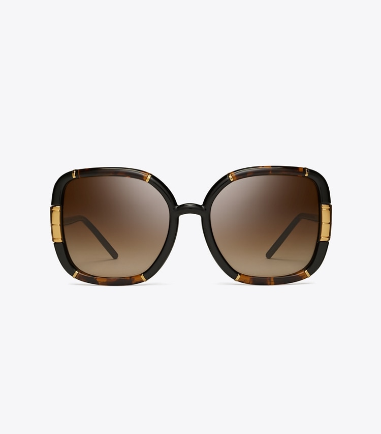 TORY BURCH WOMEN'S ELEANOR OVERSIZED SQUARE SUNGLASSES - Dark Tortoise/Black