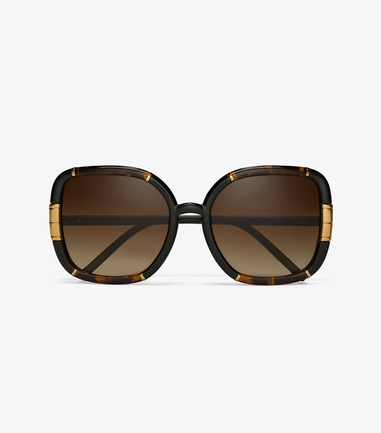 TORY BURCH WOMEN'S ELEANOR OVERSIZED SQUARE SUNGLASSES - Dark Tortoise/Black