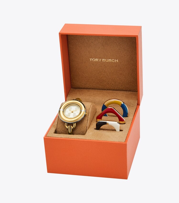 TORY BURCH WOMEN'S MILLER WATCH GIFT SET, MULTI-COLOR/GOLD-TONE/STAINLESS STEEL - Ivory/Gold/Multi-Tone