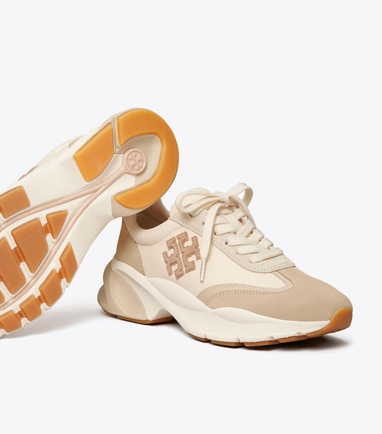 TORY BURCH WOMEN'S GOOD LUCK TRAINER - French Pearl / Dulce De Leche / Biscotti