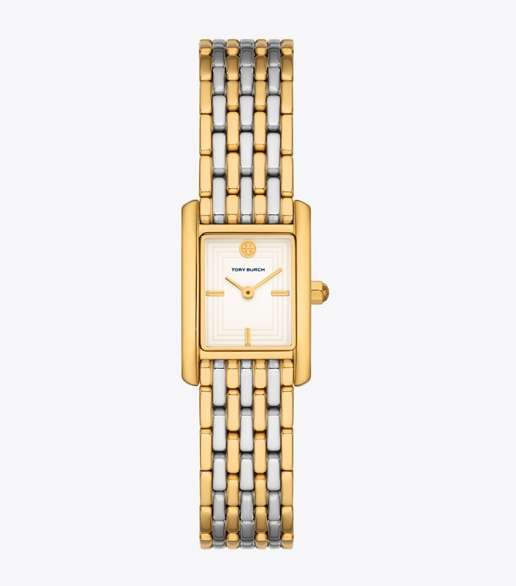 TORY BURCH WOMEN'S MINI ELEANOR WATCH, TWO-TONE GOLD/STAINLESS STEEL - Ivory / Two-Tone - Click Image to Close