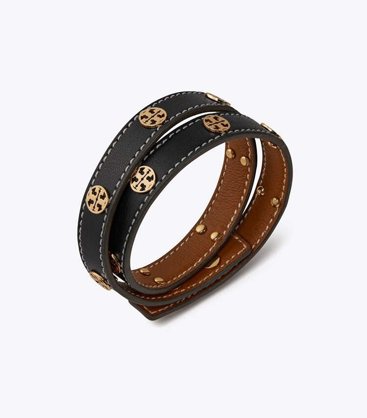 TORY BURCH WOMEN'S MILLER DOUBLE-WRAP BRACELET - Tory Gold / Black