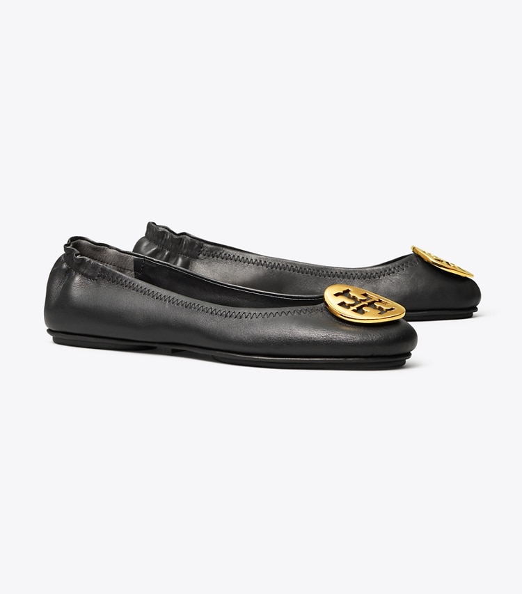 TORY BURCH WOMEN'S MINNIE TRAVEL BALLET - Perfect Black/Gold - Click Image to Close