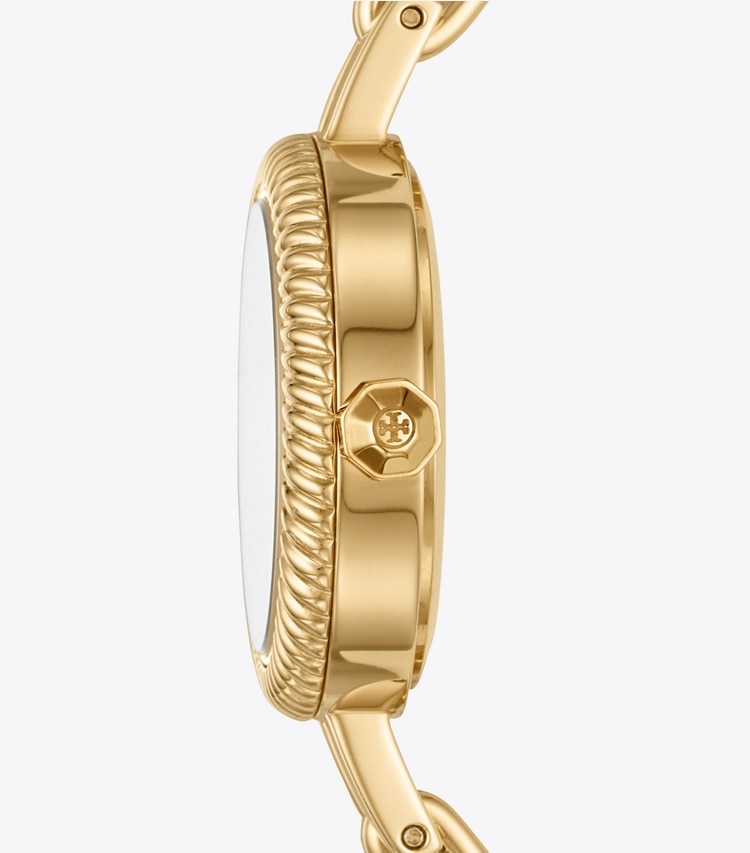 TORY BURCH WOMEN'S REVA BANGLE WATCH GIFT SET, GOLD-TONE STAINLESS STEEL/MULTI-COLOR - Gold/Multi