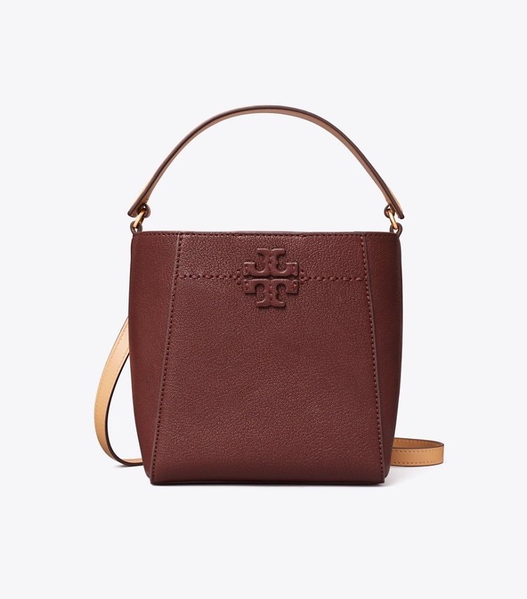 TORY BURCH WOMEN'S SMALL MCGRAW TEXTURED BUCKET BAG - Muscadine