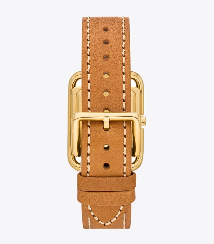 TORY BURCH WOMEN'S MILLER WATCH, LEATHER/GOLD-TONE STAINLESS STEEL - Ivory/Cammello