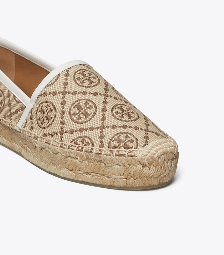 TORY BURCH WOMEN'S T MONOGRAM PLATFORM ESPADRILLE - Hazelnut Logo Jacquard / New Ivory