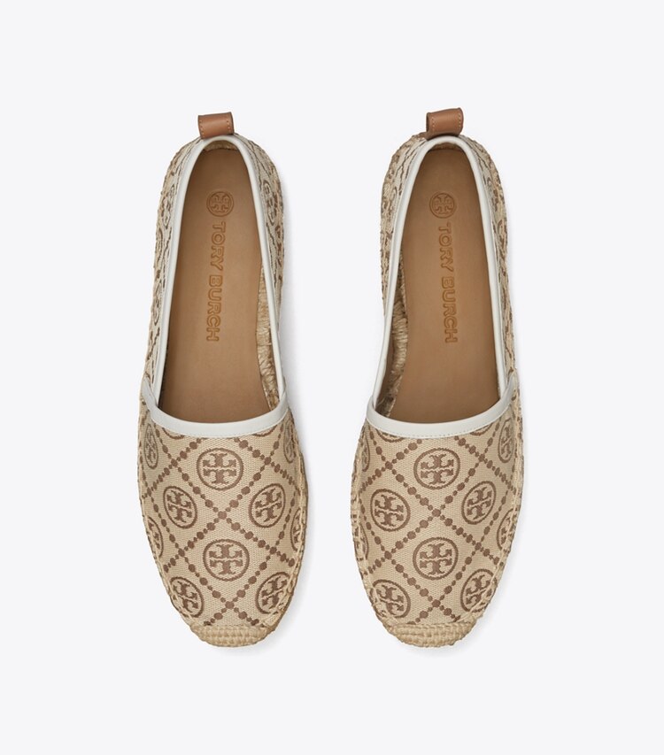 TORY BURCH WOMEN'S T MONOGRAM PLATFORM ESPADRILLE - Hazelnut Logo Jacquard / New Ivory