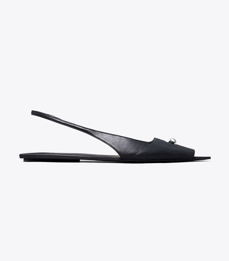 TORY BURCH WOMEN'S PIERCED SLINGBACK - Perfect Black / Perfect Black / Silver