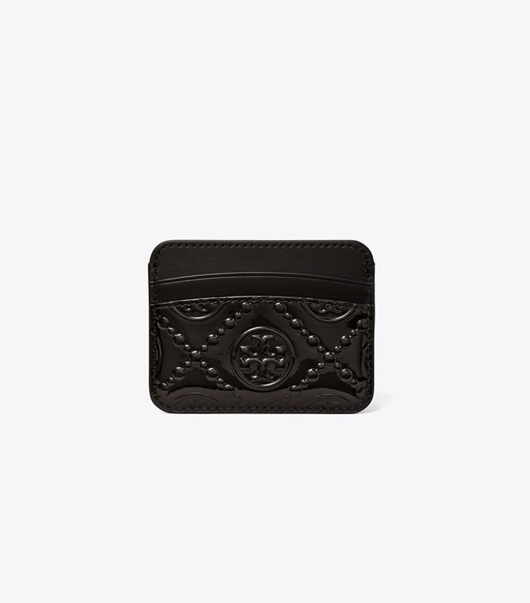 TORY BURCH WOMEN'S T MONOGRAM PATENT CARD CASE - Black