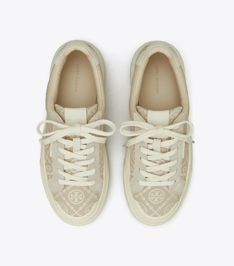 TORY BURCH WOMEN'S T MONOGRAM LADYBUG SNEAKER - Birch / New Cream / Calcare