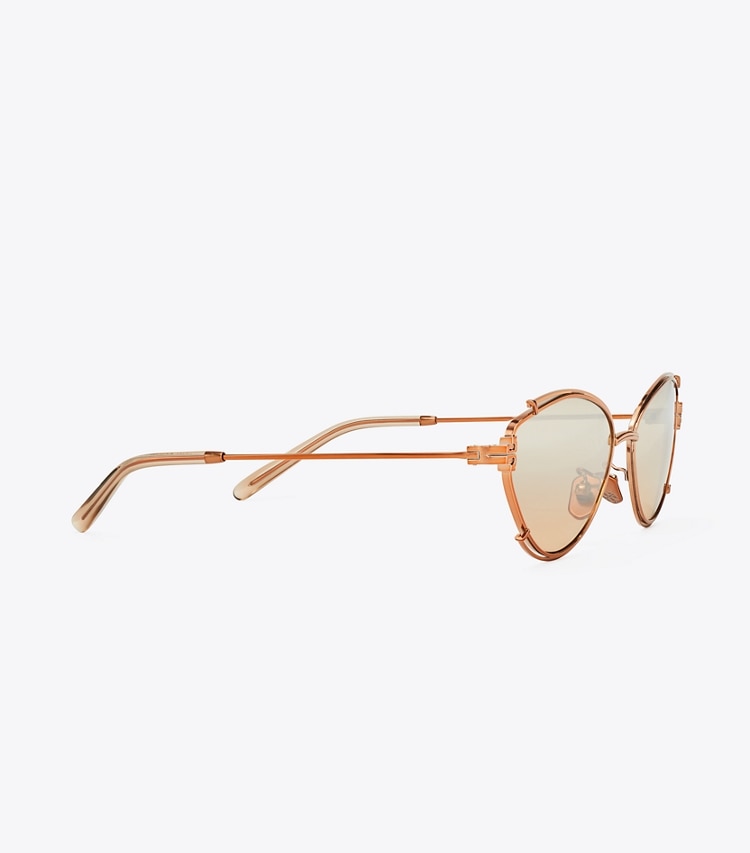 TORY BURCH WOMEN'S ELEANOR OVAL SUNGLASSES - Copper/Brown Mirror Gradient Silver