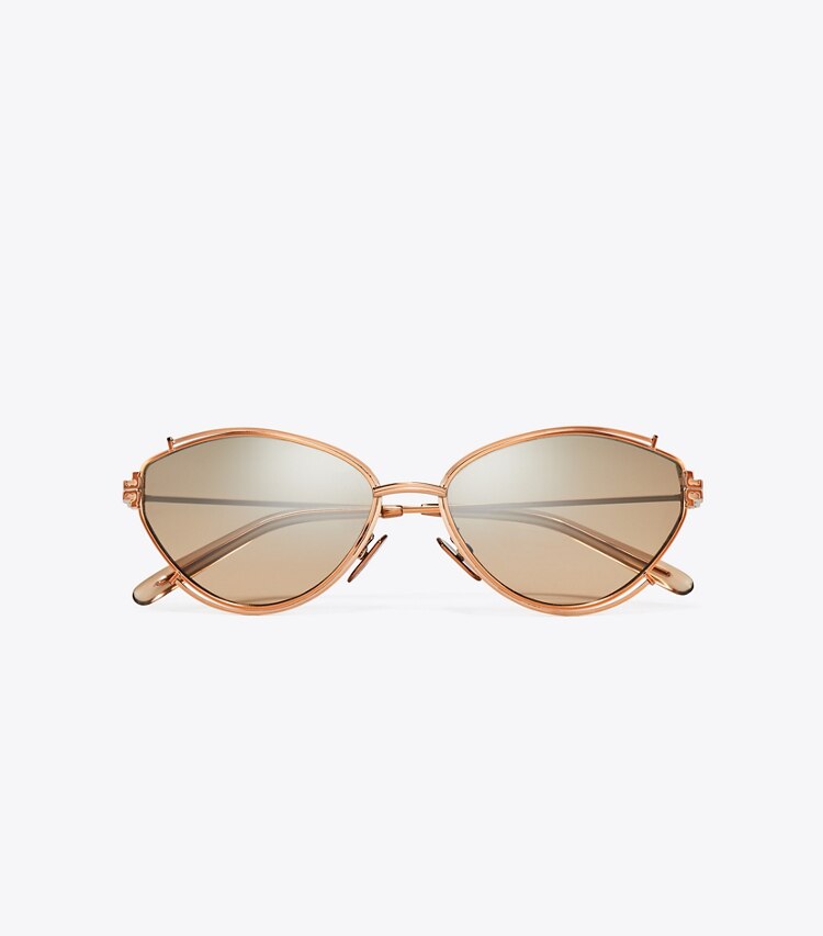 TORY BURCH WOMEN'S ELEANOR OVAL SUNGLASSES - Copper/Brown Mirror Gradient Silver