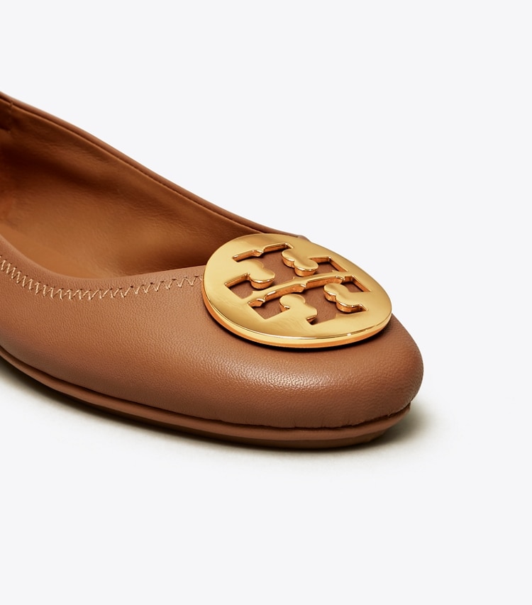 TORY BURCH WOMEN'S MINNIE TRAVEL BALLET - Royal Tan/Gold