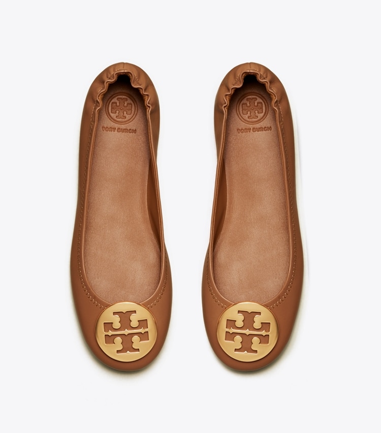 TORY BURCH WOMEN'S MINNIE TRAVEL BALLET - Royal Tan/Gold