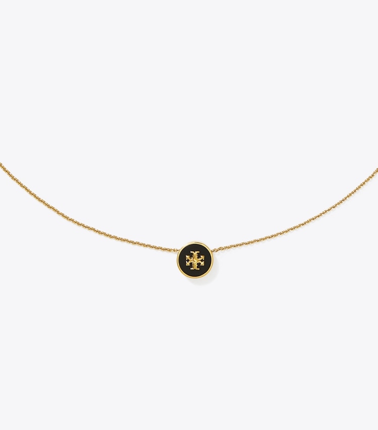 TORY BURCH WOMEN'S KIRA ENAMEL PENDANT NECKLACE - Tory Gold / Black