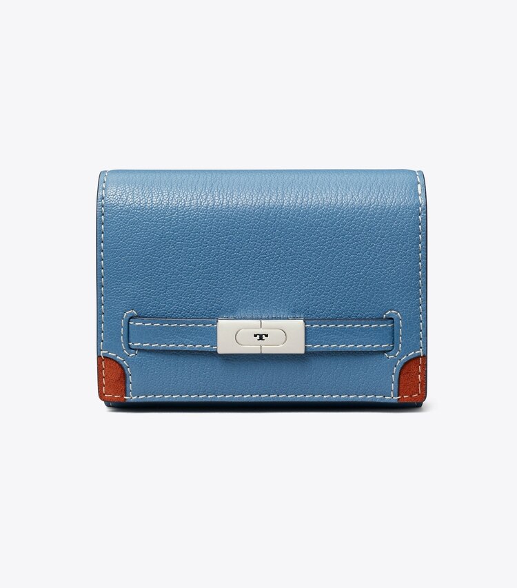 TORY BURCH WOMEN'S T TEXTURED MEDIUM WALLET - Steel Blue