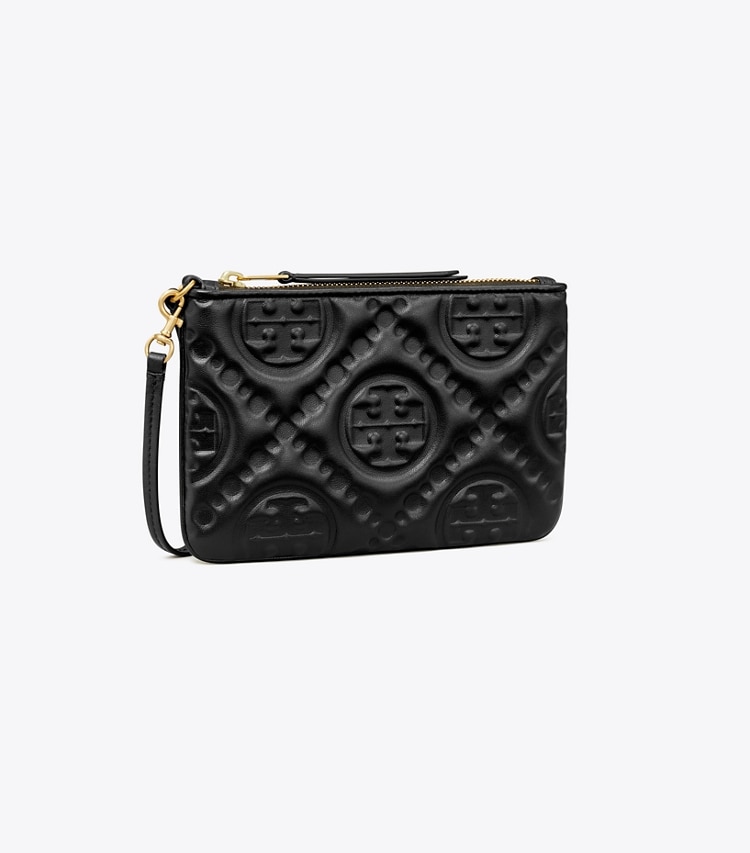 TORY BURCH WOMEN'S T MONOGRAM EMBOSSED POUCH - Black