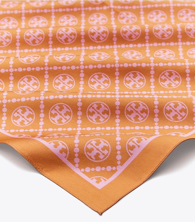 TORY BURCH WOMEN'S T MONOGRAM TWO-TONE SCARF - Golden Marigold / Pink