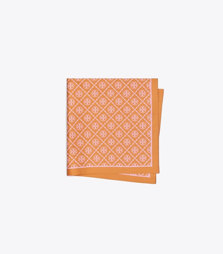 TORY BURCH WOMEN'S T MONOGRAM TWO-TONE SCARF - Golden Marigold / Pink