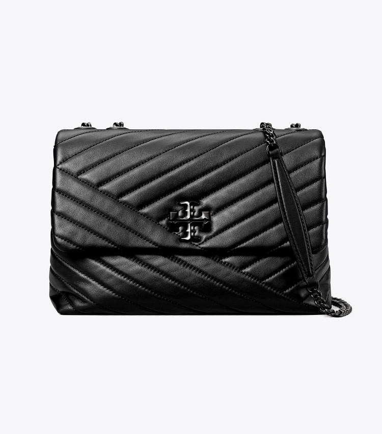 TORY BURCH WOMEN'S KIRA CHEVRON CONVERTIBLE SHOULDER BAG - Black / Silver