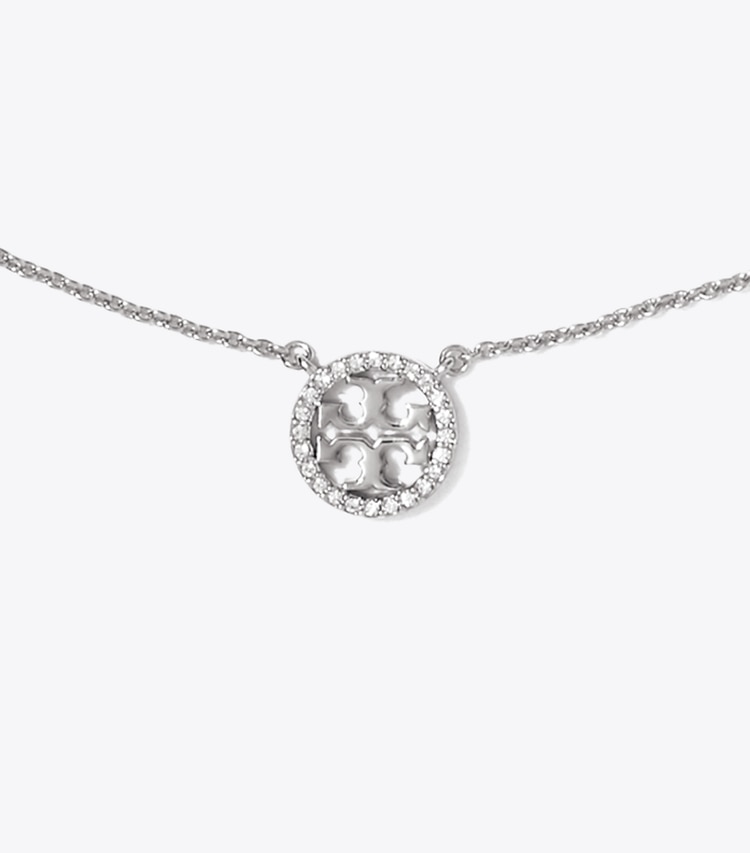 TORY BURCH WOMEN'S MILLER PAVe LOGO DELICATE NECKLACE - Tory Silver/Crystal